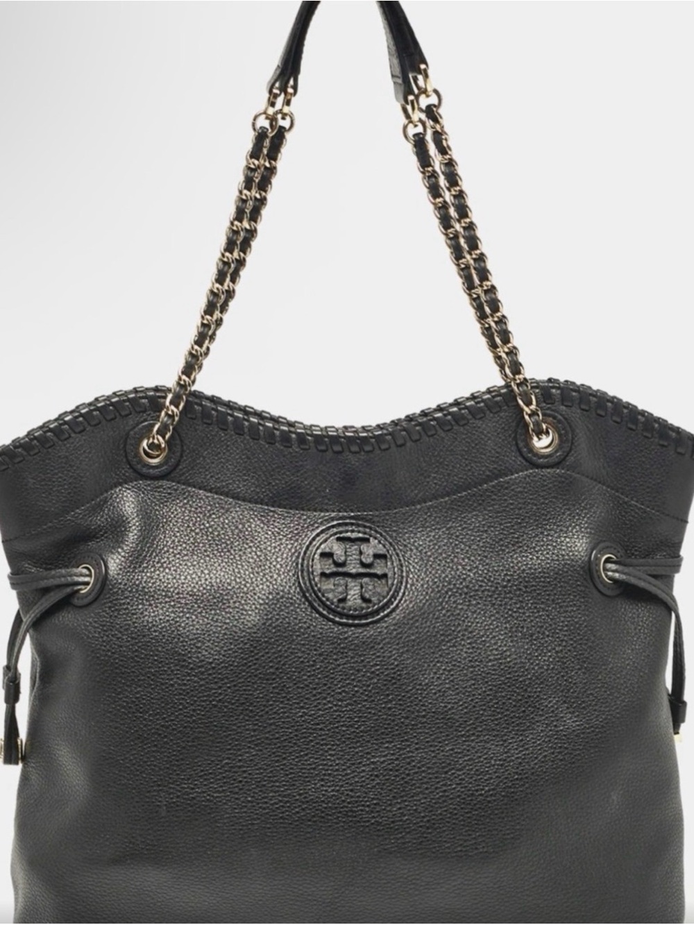 Tory Burch Black Leather Chain-Handle Tote